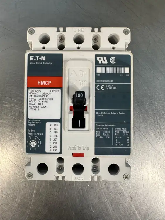Used Eaton Eaton HMCP-100L3C Circuit Breakers South Carolina US | Palmetto Automation #1319818