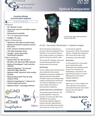 Used 2014 CERTIFIED COMPARATOR PRODUCTS CC-20, 2014, HEDINEHAIN ND-1203 DRO, EDGE DET. Comparators New Jersey US | Machinery Values #944382