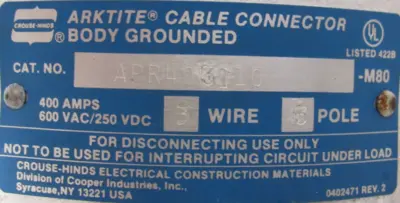NEW CROUSE HINDS APR403110 ARKLITE CABLE CONNECTOR