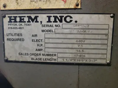 Used 2007 HEM VT120HA-60 Vertical Band Saws Illinois US | Aucto #1418302