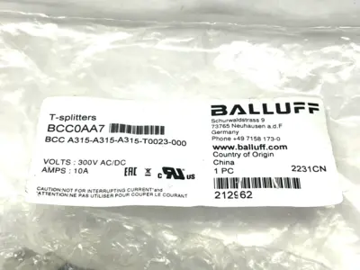 BCC0AA7 | Balluff  Tee Connector BCC A315-A315-A315-T0023-000 - New