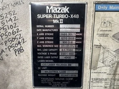 USED 2004 MAZAK OPTONICS SUPER TURBO X48 MKII