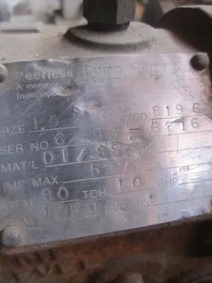 USED PEERLESS PUMP 8196