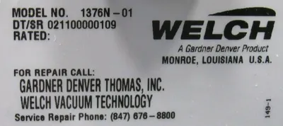 NEW WELCH 1376N-01 VACUUM PUMP 1376N01