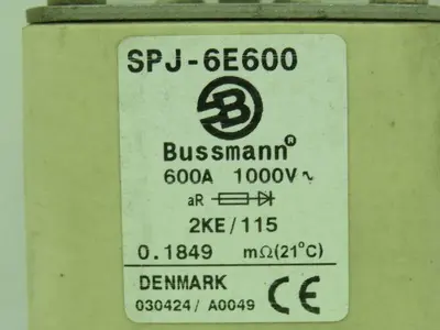 Bussmann SPJ-6E600 Fuse 600A 1000V