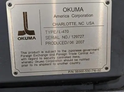 USED 2007 OKUMA CAPTAIN L470M/1250 BIG BORE