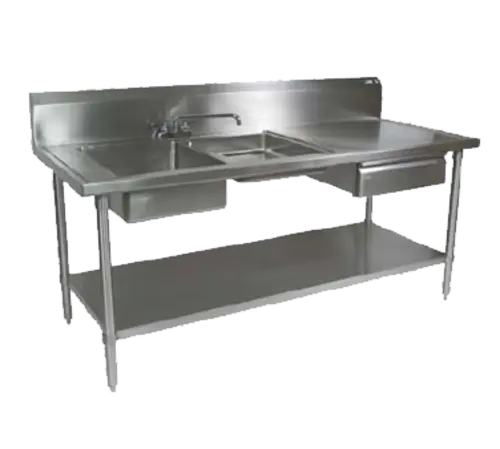 John Boos EPT6R10-DL2B-96L 96" Prep Table w/ (1) 16x20x8" & (1) 16x 20x4" Left-Side Bowl, Deck Mount