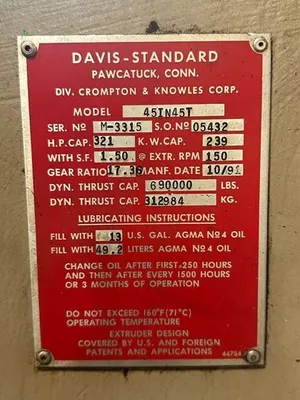 1991 DAVIS STANDARD 4.5" Extrudeuse plastique 1 - 1,99" | Perry Equipment (7)