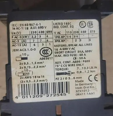 USED SIEMENS 3RT1015-1BB41