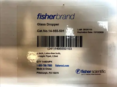 New | in-Stock FISHER SCIENTIFIC GLASS MEDICINE DROPPER 2.5 ML LOT OF 144 Pipettes Michigan US | Maverick Industrial Sales #1122876