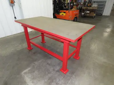 Vintage Precision Steel Welding Layout Table 70x34" Cast Iron 1-3/8" Thick Top
