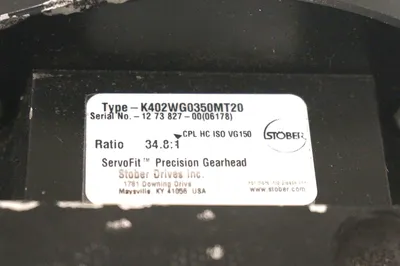 USED STOBER K402WG0350MT20 SERVOFIT GEARHEAD 34.8:1 RATIO