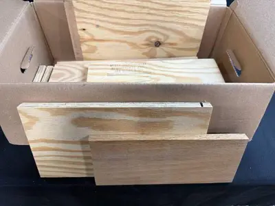 Box of Assorted Plywood Pieces