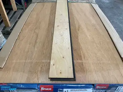 Pallet of 27 cases of Bruce Hydropel 5”x47” Oak Hardwood Flooring- Medium Gray Oak Approximately...
