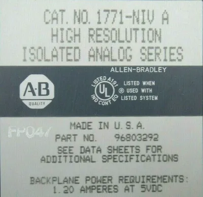 USED ALLEN BRADLEY 1771-NIV INPUT MODULE SER A 1771NIV 1771-NIV/A