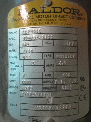 1/2 HP Baldor Electric Motor, 1750 rpm