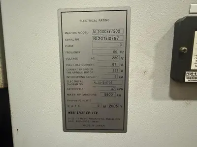 USED 2005 MORI SEIKI NL2000SY/500