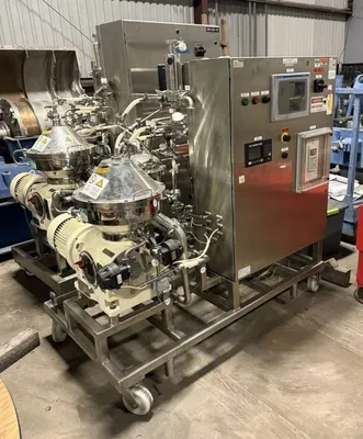 Westfalia CSC 6-06-476 hydro-hermetic clarifier skid, 316L SS.