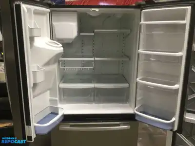 USED WHIRLPOOL GOLD FRENCH DOOR FREEZER ON BOTTOM STAINLESS STEEL REFRIGERATOR ENERGY STAR HIGH EFFICIENCY