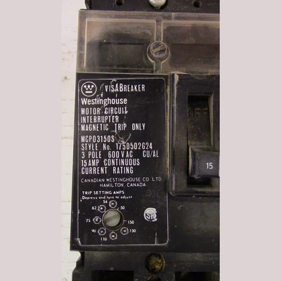 Westinghouse 3 Pole 15 Amp MCP Breaker