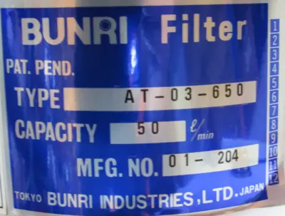NEW TERAL AT-03-650 BUNRI AUTO-10 FILTER LPW402A-1.5 200-220V 40MM N-AT-00721