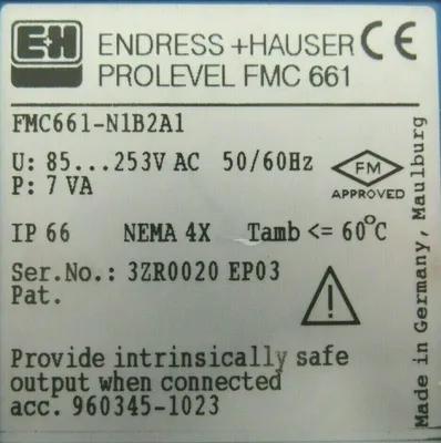 USED ENDRESS+HAUSER FMC661-N1B2A1 LEVEL CONTROL FMC661 TRANSMITTER FMC661N1B2A1