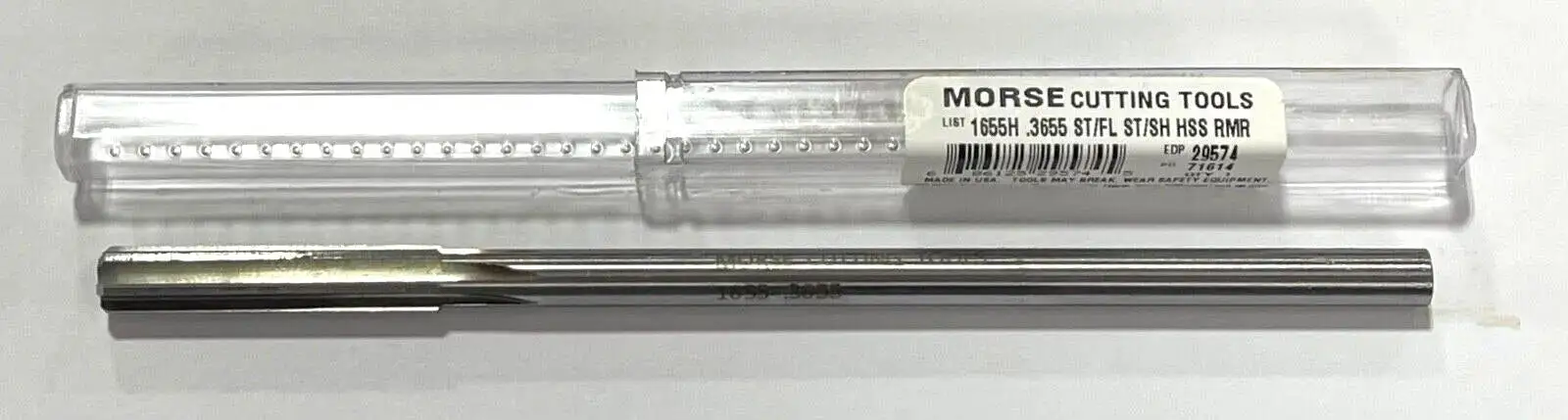Morse .3655" HSS Chucking Reamer Straight Shank Straight Flute USA Made 29574