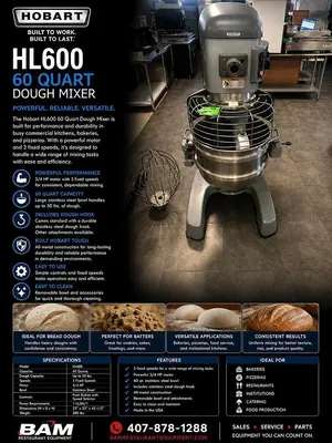 Hobart HL600 60Qt Dough Mixer