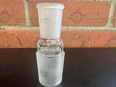 USED CHEMGLASS CG-1000-14 LOWER INNER 45/50 TOP OUTER  29/42 GLASS REDUCER ADAPTER