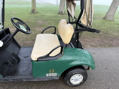 (1) 2017 E-Z-Go golf cart with a Kawasaki gas engine, model 625111G01, includes canopy, ball cover, ...