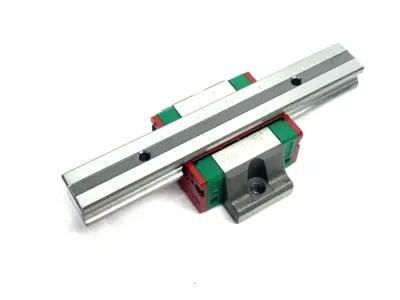USED HIWIN LINEAR GUIDEWAY BLOCK AND RAIL, 1-BLOCK, 110MM RAIL