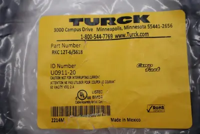 TURCK RKC 12T-6/S618 EURO FAST 60VAC/75 VDC, 2 A NEW STOCK #K-1191-A