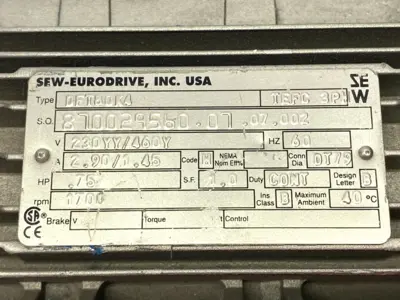 New | in-Stock SEW-EURODRIVE Motor .75HP w/ S37DT80K4 Gearmotor 1700/59RPM SHELFWARE Gearmotors Michigan US | Maverick Industrial Sales #1389583