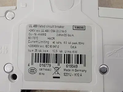 USED ABB S201U-K10A