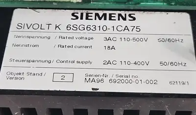 USED Siemens Siemens 6SG6310-1CA75