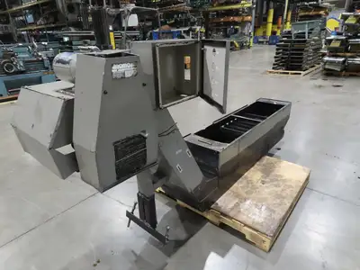 Enomoto Hinge Belt CNC Chip Conveyor 16"x 62" Infeed 36-42" Discharge 220V 3PH