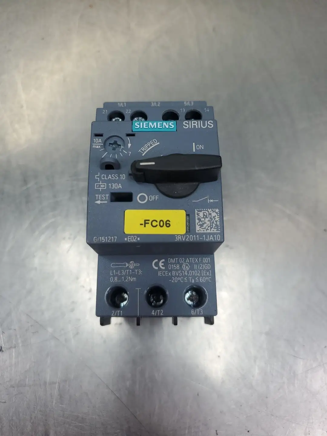 USED Siemens Sirius 3RV2011-1JA10 Motor Circuit Breaker