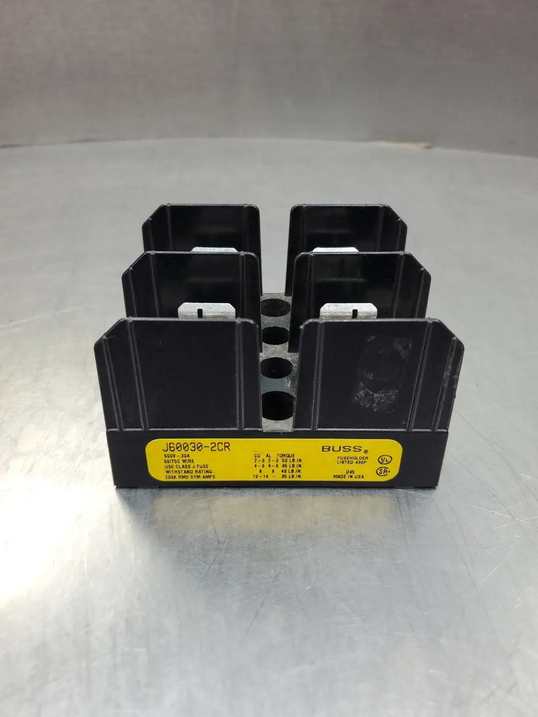 USED Buss J60030-2CR Fuse Block Holder, 30A, 600V, 2-Pole