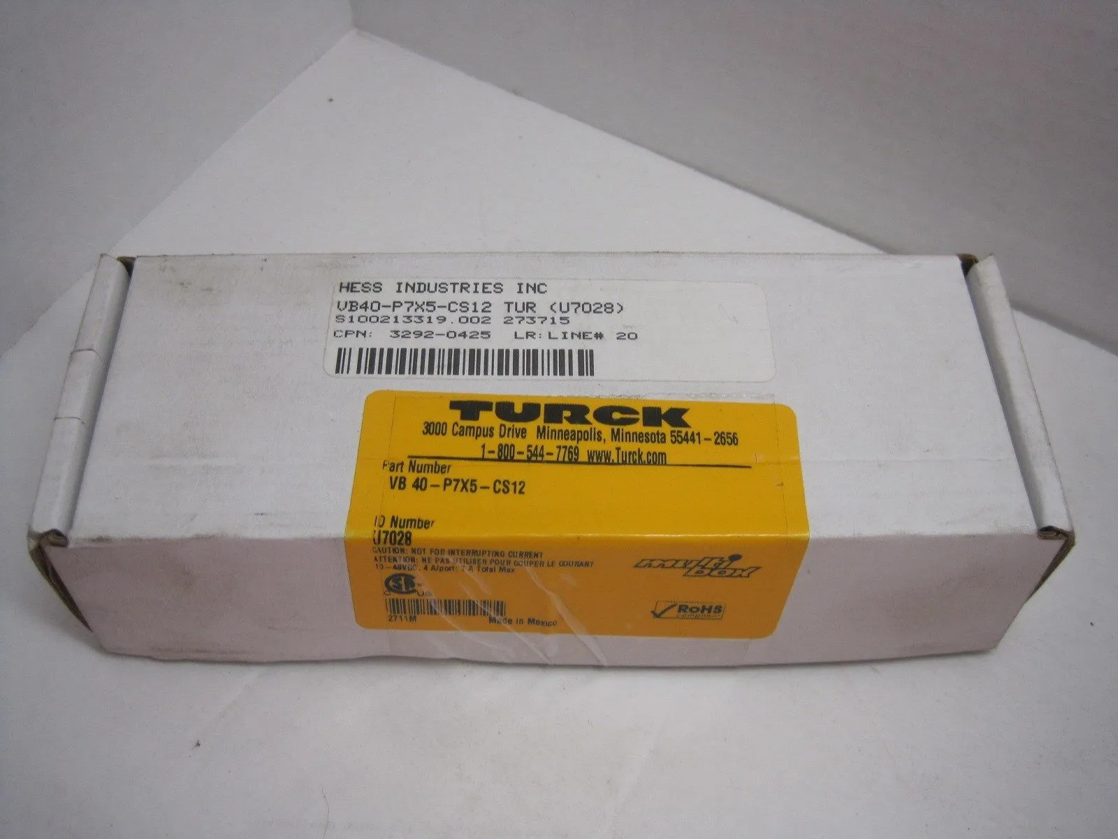 NEW TURCK ELEKTRONIK VB-40-P7X5-CS12 MULTIBOX VB40P7X5CS12