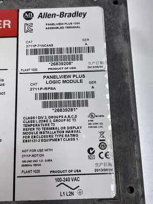 Used ALLEN-BRADLEY ALLEN-BRADLEY 2711P-T15C4A8 SER A, 2711P-RDT15C SER B, 2711P-RP8A Automation Control (HMI) | ND Industrial Surplus #1214471