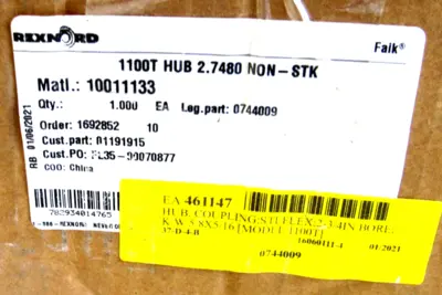 NEW REXNORD 0744009 1100T STEELFLEX HUB 2.7480 NON-STK