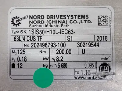 NEW 2018 NORD SK 1SIS50/H10L-IEC63-63L/4CUSTF