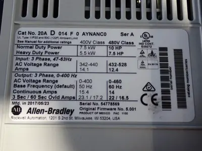 USED 2017 ALLEN BRADLEY 20AD014FA0YNANC0