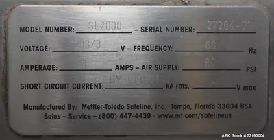 Used SAFELINE SL2000 Metal Detectors Illinois US | Aaron Equipment #86769