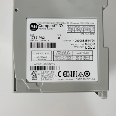 Used Allen-Bradley 1769-PA2 Misc Industrial Equipment California US | American Industrial Supply Co. #1376979