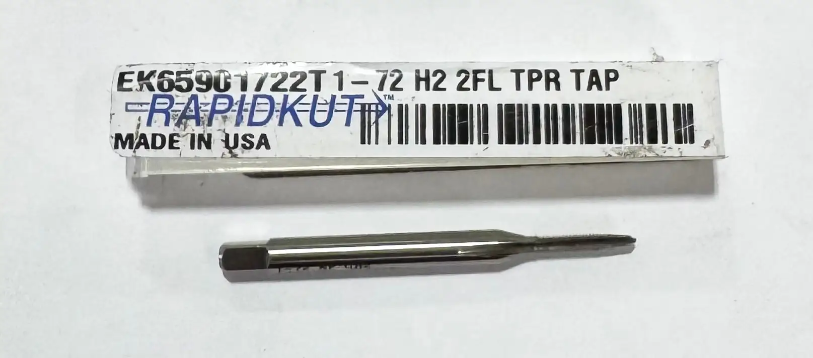 RapidKut 1-72 HSS Straight Flute Tap 2 Flute H2 Taper USA Made