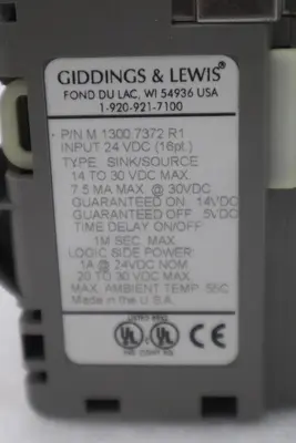 GIDDINGS & LEWIS M.1300.7372 R1 Input Module 24VDC SINK/SOURCE STOCK 649-D