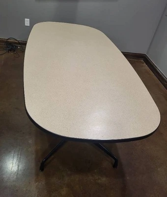 Office Table - 84 x 42 in Beige Laminate with Black Base