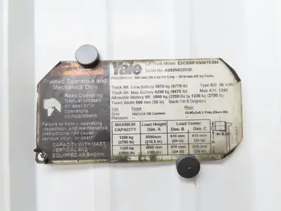 Yale 524204807 Stand-Up Forklift Joystick Hand Controller Off ESC030FAN36TE094
