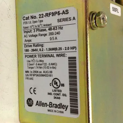 USED ALLEN BRADLEY 22-RF9P5-AS SER A